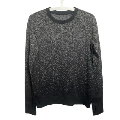 Top Pullover Lululemon Rest Less Espiga Desvanecido Blanco y Negro Texturizado Foto 1 de 4