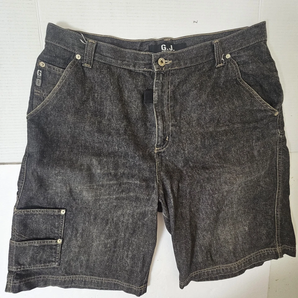 Vintage 90S Y2K GUESS Jean Baggy Denim Jorts Shorts Black USA Mens Sz 38 DK274  - Image 1 of 4