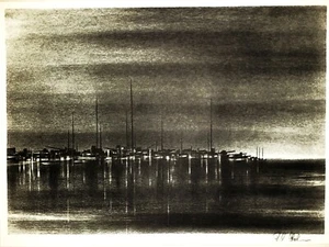 RICHARD FLORSHEIM Original PENCIL SIGNED AAA Ltd. Edition Litho TOWN WHARF w COA - Picture 1 of 5