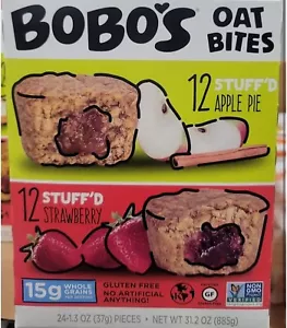 (24 Count)Bobo's Oat Bites Variety Pack Stuff'd Apple Pie/Strawberry 1.3 Oz Each - Picture 1 of 2