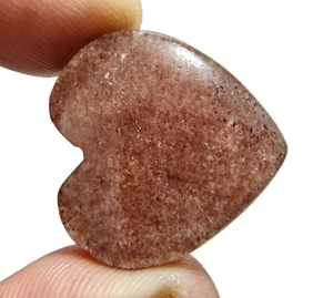 Atractiva joyería de cabujón de piedras preciosas con forma de corazón de cristal de cuarzo fresa de 48 quilates - Imagen 1 de 5