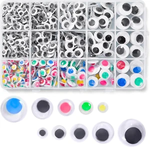 600Pcs Black and Multi Colors Wiggle Googly Eyes Self Adhesive, 6Mm 8Mm 10Mm 12M - Picture 1 of 12