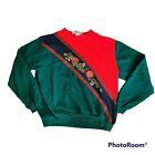 Vtg Womens Plaid Poinsettia Holida Christmas Sweater Red Green Large