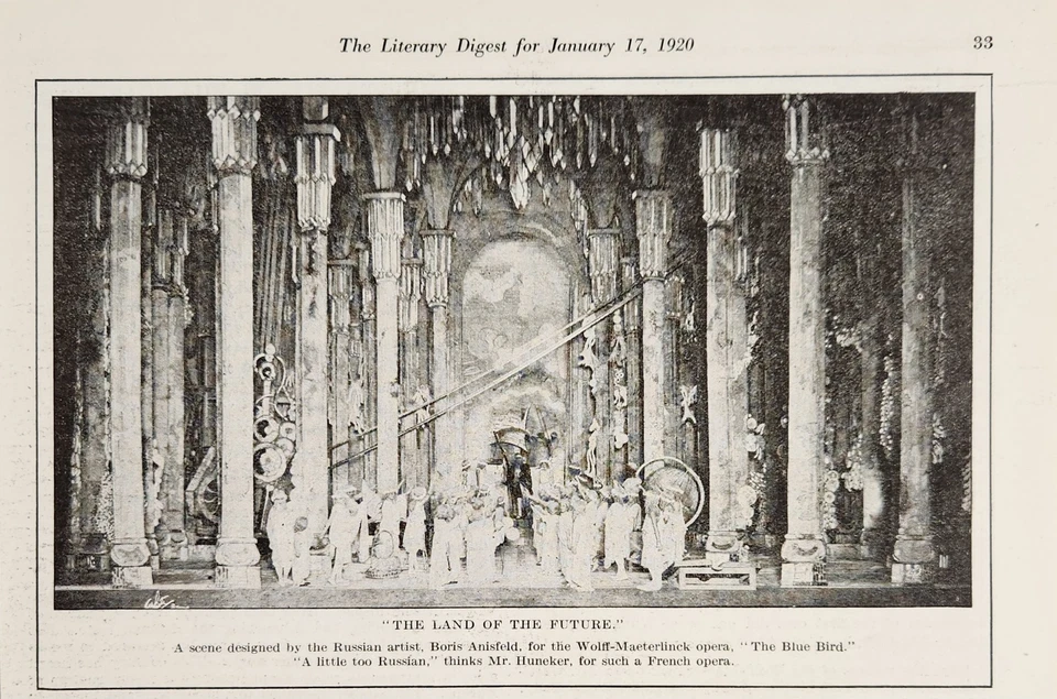 Imagen de revista 1920 "Tierra del futuro" Wolff-Maeterlinck Opera The Blue Bird Foto 1 de 1