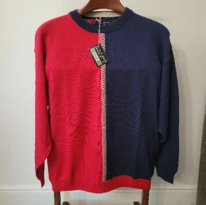 Vintage Pringle Faldo Golf Crew Neck Pullover - 100% Cotton - Men's XL Navy/Red - Picture 1 of 6