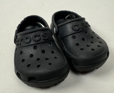 Crocs Clog Baby Toddler 5 5C Logo Front Lightweight Slip On Black Shoes Unisex - Image 1 of 4