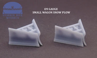 Small Wagon Snow Plow x2 - O9 Scale Minimum Gauge - N Gauge NEM Fitting - Image 1 of 4