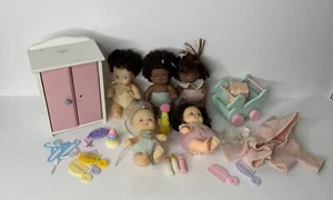 Vintage 80’s Hasbro Love a Bye Baby 5 Dolls & Furniture & Accessories Large Set - Picture 1 of 12