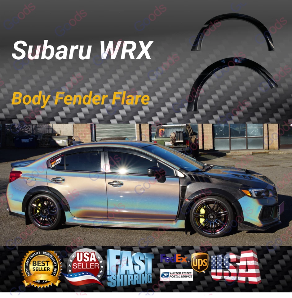 Fit 2015-2021 Subaru WRX Wide Body Fender Flares Cover Unpainted Matte Black Set - Image 1 of 4