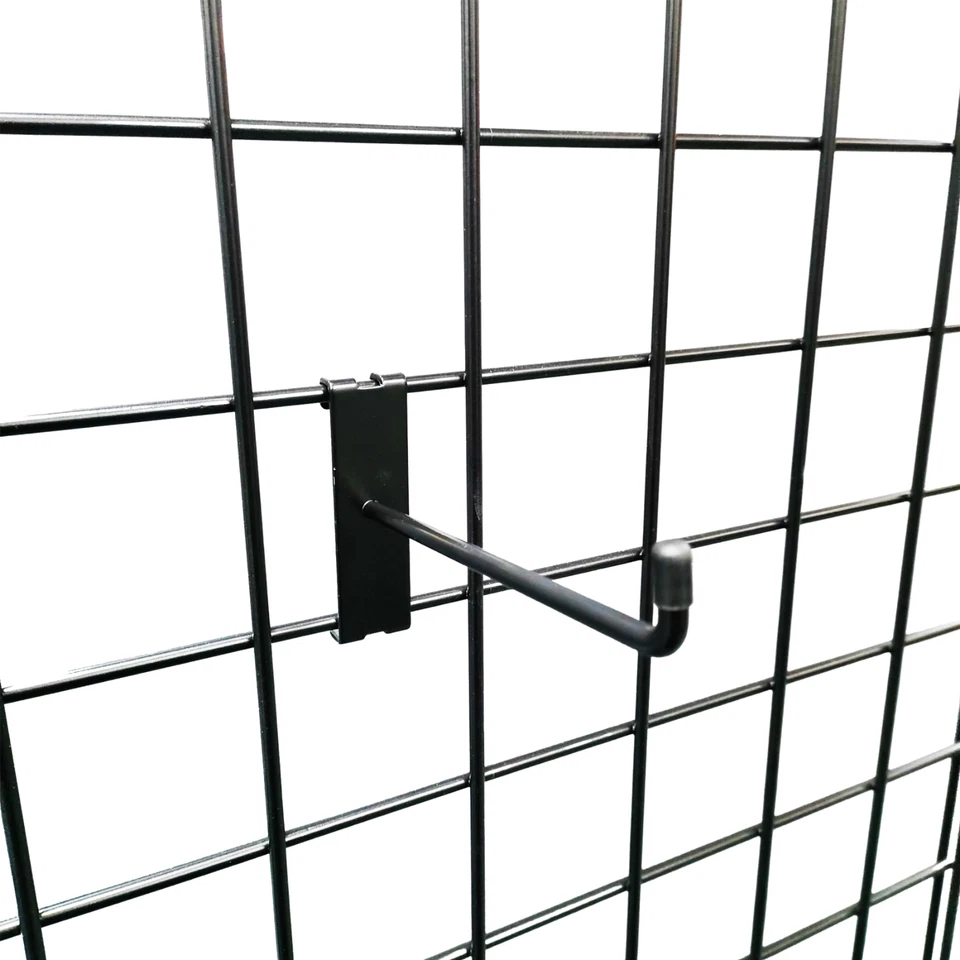 CFF 10x 6" Black Single Prong Hooks Grid Mesh Panel Display Retail Shop Accessories
