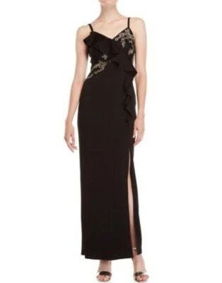 Shoshanna полночь шелк Jet ши оборки бисером платье макси платье $660 США 0 XS  - Изображение 1 из 4