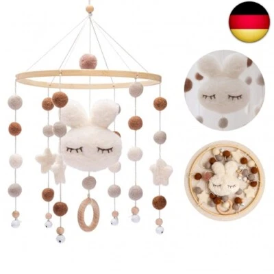 Promise Babe Mobile Baby Kaninchen Holz mit Filzbällen Kinderzimmer Hängende B