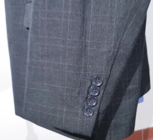 VINCI 50L Gray Orange Check 2pc Suit Blazer Jacket Pant 44W x 31L - Picture 1 of 8