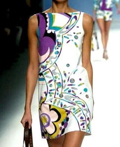 Emilio Pucci 2005 Spring Runway Embroidered 3D Cocktail Shift Dress US 4 6 IT 40 - Picture 1 of 7