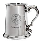 MacFarlane Family Crest Polished Pewter 1 Pint Tankard with Scroll handle