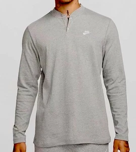 Nike Herren Club Fleece Henley Langarmshirt Grau Gr. M NEU FZ6630-063 - Bild 1 von 2