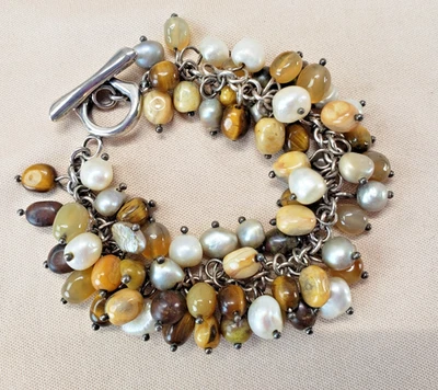 Brazalete Whitney Kelly Cha Cha de plata de ley con múltiples piedras preciosas palanca 8" Foto 1 de 4