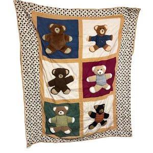 Vintage Teddybär Quilt 3D Plüsch 56” x 46” Decke Überwurf Wandbehang Kinderzimmer - Bild 1 von 13