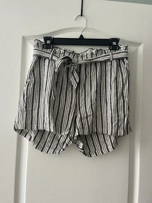 Pantalones Cortos Sanctuary Para Mujer a Rayas Talla Grande Mezcla de Lino Azul Marino, Crema NUEVO SIN ETIQUETAS  Foto 1 de 4