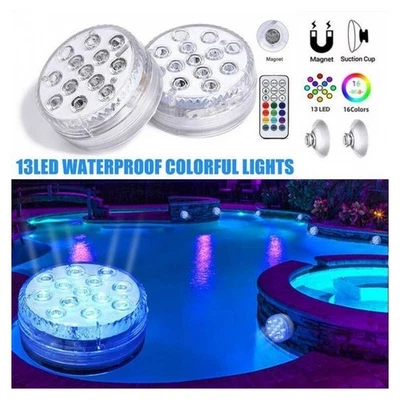 FARETTO LED AD IMMERSIONE PER PISCINE 13LED RGB MULTICOLORE CON TELECOMANDO IP68 - Immagine 1 di 3