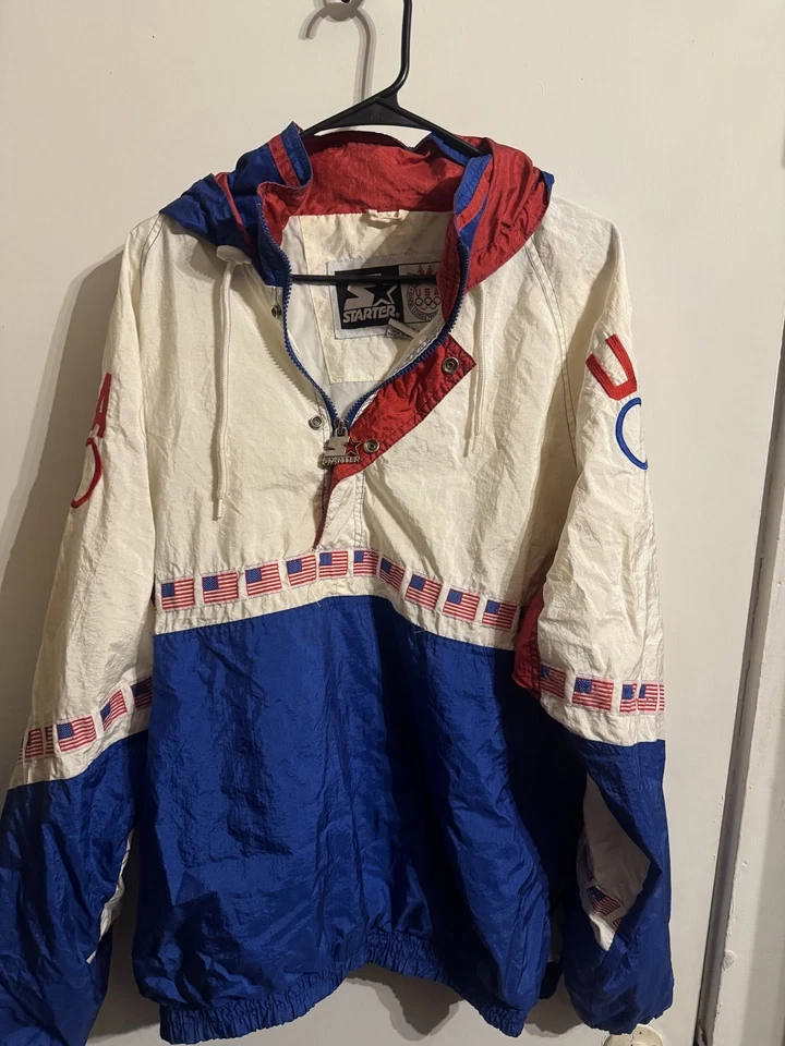 Chaqueta de iniciación vintage de los 90 del equipo olímpico de Estados Unidos talla XL suéter con capucha bordado Foto 1 de 4