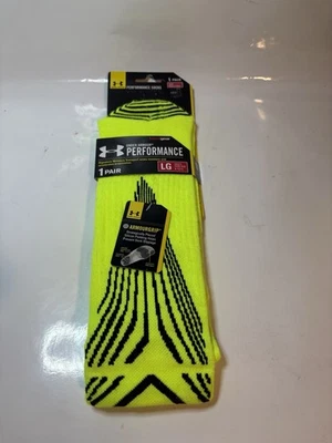 Meias UNDER ARMOUR Performance Crew sola antiderrapante amarelo neon L 9-12 1/2 - Imagem 1 de 4