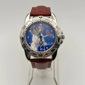 Mark McGwire Home Run Hero Silver Tone Brown Leather Men’s Watch New Battery - Picture 1 of 8
