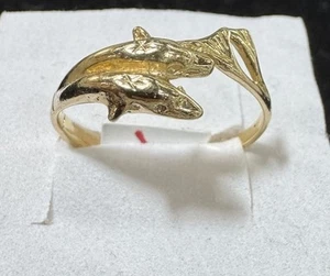 Echter 10K Gelbgold ausgefallener DOLPHIN Ring Größe 7,5! GRATIS GRÖßEN! - Bild 1 von 3