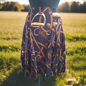 Lauren Ralph Lauren Reitrock dunkelblau M Rüschen Stretch Cowgirl Neu mit Etikett - Bild 1 von 8