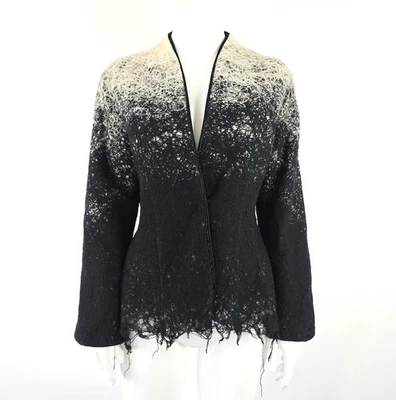 IMPRESIONANTE CHAQUETA MUJER ADOLFO DOMINGUEZ LANA VIRGEN DECONSTRUIDA OMBRE 42 NEGRA Foto 1 de 4