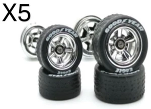 Hot Wheels Chrome Real Riders Wheels Rubber Tires 5 Sets for 1/64 MUSCLE CARS - Picture 1 of 2