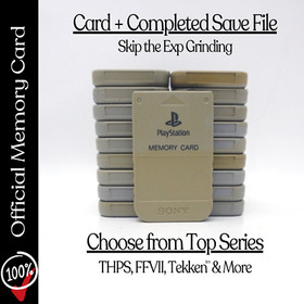 Sony Playstation 1 PS1 Memory Card OEM + Completed 100% Save File - Pick Game