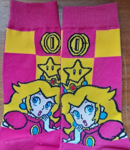 Novelty Character Princess Peach Socks Super Mario Nintendo Pink Fancy Dress