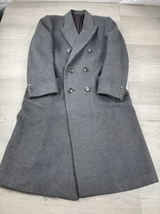 Vintage Hammersley Overcoat Mens 42 Gray Wool Cashmere Long Made In England - Picture 1 of 12