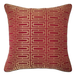 Cuscino decorativo elegante rosso disegno geometrico oro per divano poltrona - Foto 1 di 3