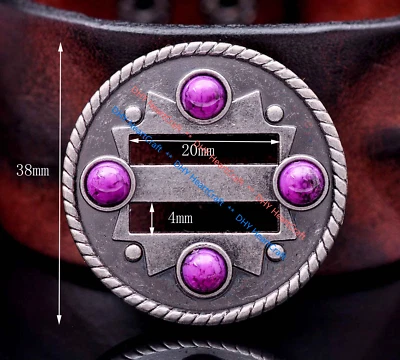 10X Purple Bead Leathercraft Western Cowboy Hatband Belt Slotted Concho 1-1/2" - Image 1 of 4