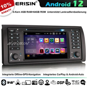8-Kern Android 12 Autoradio GPS Navi BMW 5er E53 E39 M5 X5 CarPlay DSP 4GB+64GB - Bild 1 von 24
