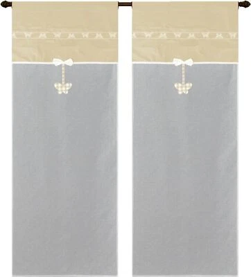 HOME ZEN HOUSEHOLD LINEN coppia di tendine a vetro da cucina art GEORGIA shabby chic effetto lino seta