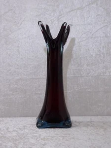 XL Murano Design Überfang Glas Zipfel Vase Vintage um 1970 Handgefertigt 39,5 cm - Bild 1 von 5
