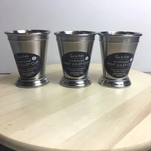 NEW Set Of 3  Sur La Table Mint Julep Cup Stainless Steel 8oz - Picture 1 of 5