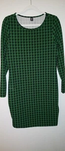 Damen Shein Curve grün Hahnentritt Langarm Kleid Gr. 1XL fällt klein aus passt L - Bild 1 von 6