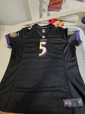 Camiseta para mujer Nike Joe Flacco Baltimore Ravens #5 negra/púrpura talla XXL Foto 1 de 4