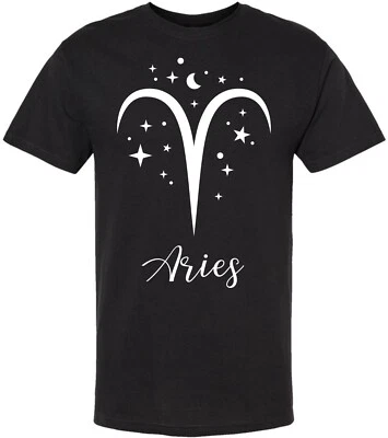 Zodiac Signs Printed Short Sleeve Short Sleeves 100% Cotton Astrology T-Shirt - Image 1 of 2