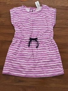 New Gymboree Girls Purple and White Striped Casual Elastic Waist Dress Size 4 - Picture 1 of 8