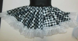 Disfraz de baile country western Daisy Mae con volantes encaje dobladillo falda negro blanco - Imagen 1 de 5