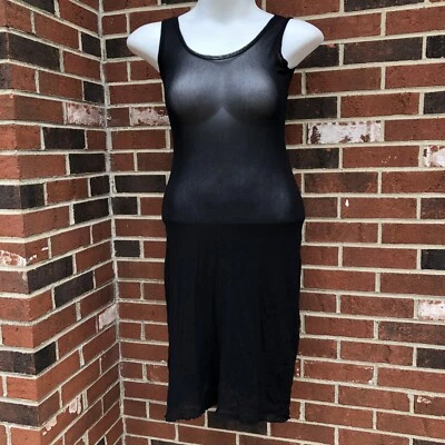 Sexy Hanky Panky Largo Transparente Mediano Vestido Negro Bodycon Nylon Elastizado Foto 1 de 4