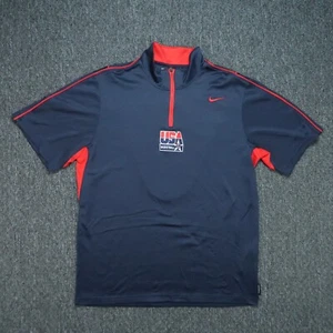 VINTAGE Team USA Pullover Mens Medium Blue Nike Quarter Zip Basketball Warm Up - Picture 1 of 12
