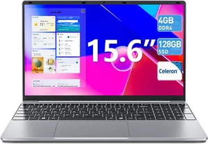 15.6'' Windows 11 Laptop, 4GB RAM, 128GB SSD , Quad Core Celeron Processor - Picture 1 of 7