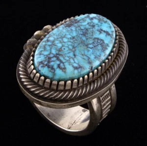 Natural Free-Form Kingman Turquoise Ring By Navajo Artist Tommy Jackson - Picture 1 of 5