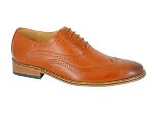 Hellbraun Hellbraun Oxford Brogue Elegant Schuhe Leder Formell Hochzeit Herrenschuh - Bild 1 von 1